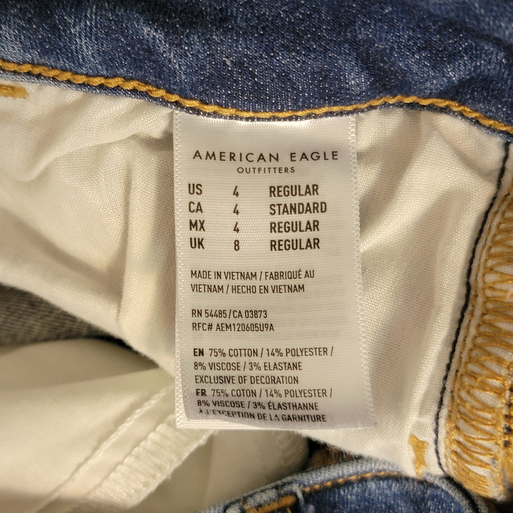 American Eagle Jeans Jeggings Skinny Distressed Mid Rise Medium Blue Wash AE 4 - Picture 12 of 12